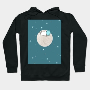 Cool Cat On A Moon Pattern Hoodie
